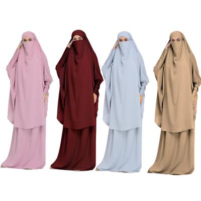 China Wholesale New Arrival Polyester Turkish Islamic Clothing Hijab Dresses Set Muslim Abaya Prayer Dress 2 Pieces Set Muslim Women for sale