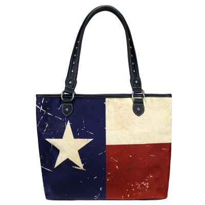 China The Star New Fashion Texas Flag Canvas Women's Handbag for sale