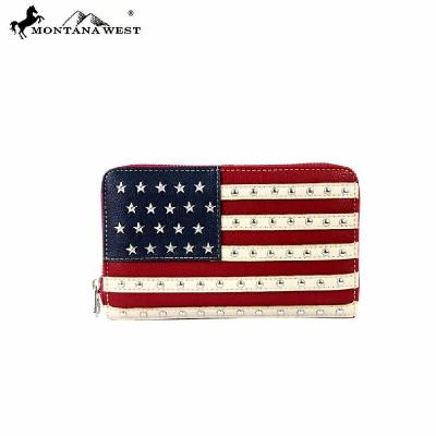 China 2021 Fashion New Design Waterproof PU Leather Luxury American Pride Wallet For Women for sale