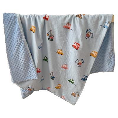 China Dot Anti-Static Minky Comfort Baby Cartoon Cotton Baby Stroller Blanket Washable Blanket for sale