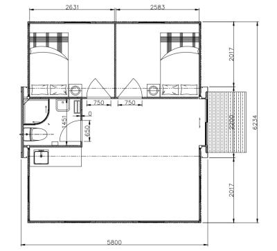 China Casas de contenedores de 20 pies, pequeñas casas modulares con baño. en venta