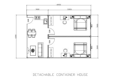 Cina Box SPACE struttura modulare in acciaio telaio contenitore casa 3 camere da letto con cucina e soggiorno per Porto Rico in vendita