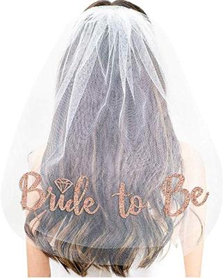 China The Bridal Shower Rose Gold Print Bride To Be Veil for sale