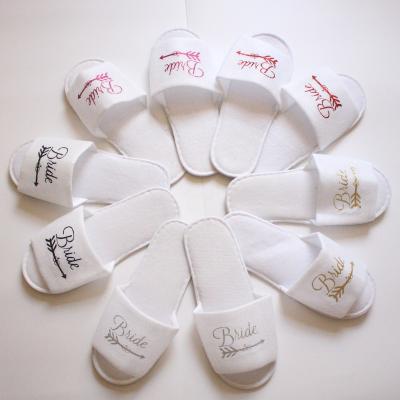 China Spa Bridal Slippers Bridesmaid Shower Bridal Shower Wedding Honeymoon Slippers for sale