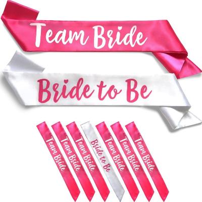 China Bachelor & Event Party Supplies 2021 New Arrival Factory Direct Cheap Pageant Sash Pink And White The Bride To Be Team Bride Letters For Bachelorette Favor for sale