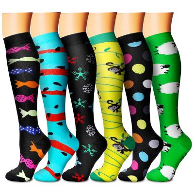 China For diabetic 6 pair compression socks for men and women, 15-20mmHg is best for running, athletic, medical, pregnancy, travel (multi color match) for sale