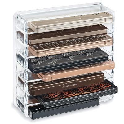 China Medium Strong Acrylic Eyeshadow Palette Makeup Organizer With Removable Dividers for sale