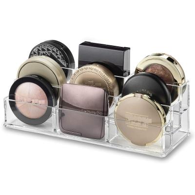 China Strong Acrylic Tiered Compact Makeup Display Stand Organizer For Highlighter Bar Powder Blush for sale