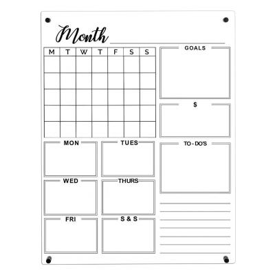 China Strong Wall Mounted Acrylic Dry Erase Magnetic Calendar For Home Office School for sale