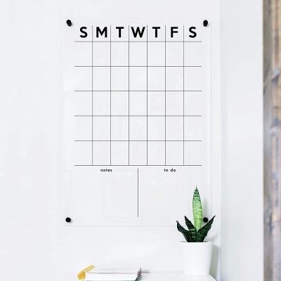 China Strong Clear Acrylic Dry Erase Wall Calendar Factory Price Acrylic Calendar - 16 x 26 inches for sale