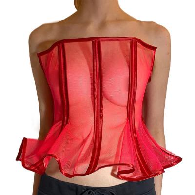 China Spandex / Polyester 2022 Spring Women's Pink Perspective Body Shaping Clothing Beauty Corset for sale