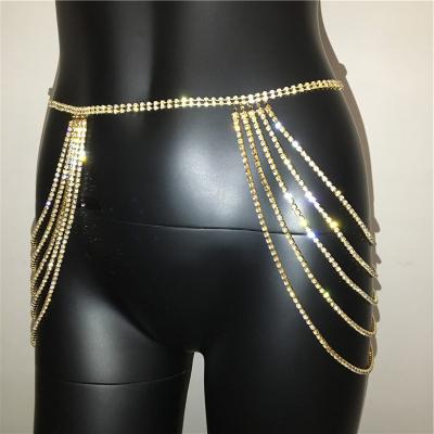 China 2022 ALLOY Diamond Waist Chain Inlaid Tassel Skirt Accessories for sale