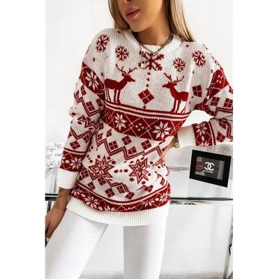 China 2021 New Christmas Winter Women's Clothing Sweater Female Knitting Sweater Anti-Shrink Elk Snowflake Pattern for sale