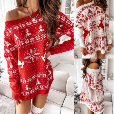 China 2021 Autumn/Winter New Women's Knitwear Christmas Long Sleeve Loose Women's Sweater Anti-shrink for sale