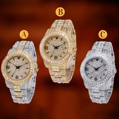 China Day/Date OH ICED OUT Baguette Watch Quartz Gold HIP HOP Wristwatches With Micro Pave CZ Stainless Steel Strap Clock Hours for sale