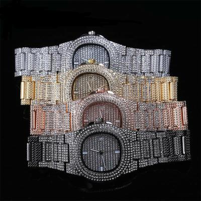 China Day/Date OH Mark Iced Out Diamond Watch Quartz Gold HIP HOP Watches With Micropave CZ Stainless Steel Watch Clock relogio for sale