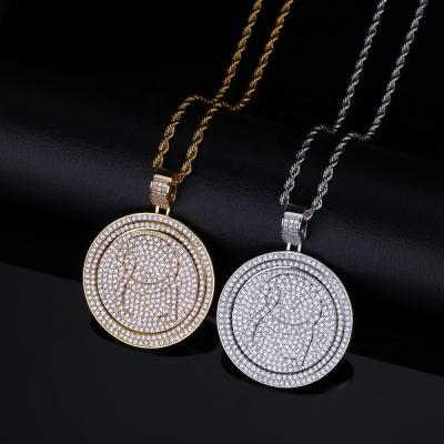 China Hiphop QC Spinner Letter Pendant Necklace Iced Out Hip Hop/Gold Silver Color Punk Chains For Men CZ Charms Jewelry Gift for sale