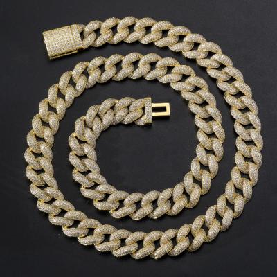 China Hiphop Joyeria 2021 Tendencia 13mm Cadena Gargantilla Iced Out Zircon Large Chunky Cuban Chain Choker Necklace for sale