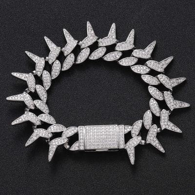 China Hiphop OH Hip Hop Jewelry Men's Fashion Outlet AAA Pointed Iced Out Cuban Zircon Bracelet for sale