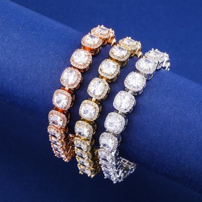 China Hiphop Hitter Jewelry Women Men Hip Hop Bling Iced Out 1 Row Clustered AAA Zircon CZ Tennis Stone Bracelet for sale