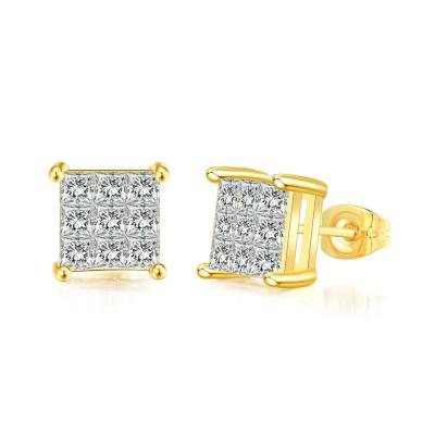 China FASHION Ready To Ship Hypoallergenic Cool Hip Hop Boys Jewelry Iced Out Zircon Stud Square Ear Ring Ring Earrings For Men for sale