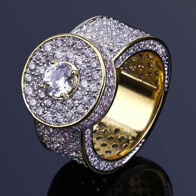 China Hiphop Men's Accessories Hip Hop Jewelry All Iced Out Big Stone Micro Pave Cubic Zircon Ring For Male for sale