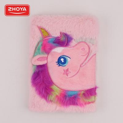 China High Quality Canvas Cover Fancy Notebooks Cartoon Plush Fluffy Notebook for sale