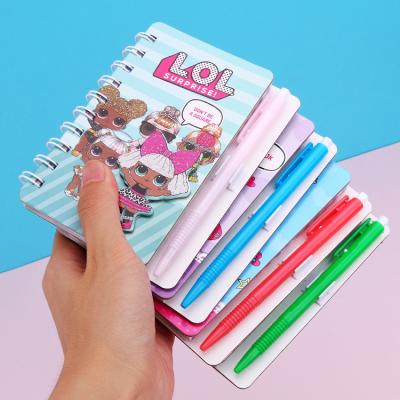 China Professional Manufacturer High Quality Cartoon Stationery Hardcover Coil Notebooks With Ballpoint Pen for sale