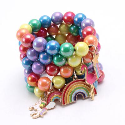 China 2021 New Design DIY Candy Color Cute Cute Charm Acrylic Beaded Bracelet For Girls for sale