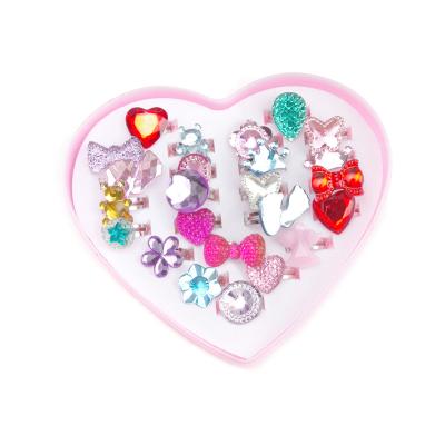 China Cute Latest Design Colorful 24 Pcs Per Plastic Box Acrylic Rings Set For Girls for sale