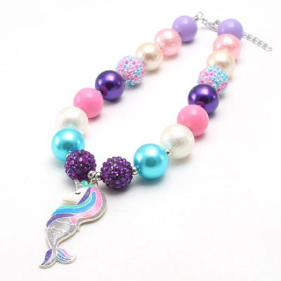 China Wholesale Custom Cute Acrylic Unicorn Necklace Jewelry Cartoon Design Fashion Pendant Kids Beads Necklace for sale