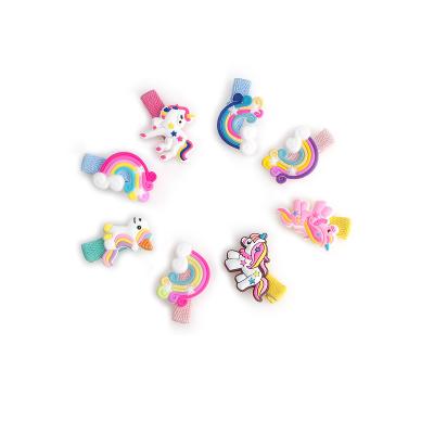 China Fashion 10 Popular Korean Style Iron Kids Unicorn Hairs Soft Rubber Clip for sale