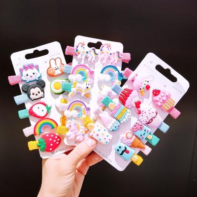 China Hot Sale Iron+soft Rubber Horse Rainbow Iron Clip Hairs Set For Babies Accessories for sale