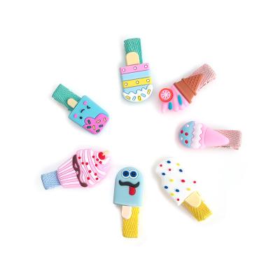 China New Summer Style Popular Cute Ice Iron Kids Soft Rubber Hair Pin for sale