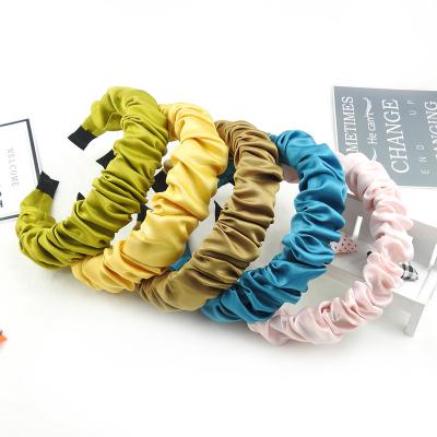 China Cheap Fashion Satin+plastic Beautiful Satin And Plastic Scrunchie Headband For Girls for sale