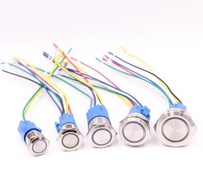 China 16MM Waterproof Metal Switch Button Wire Electronic Turnbuckle Cable ON-OFF Harness for Wire Harnessing for sale