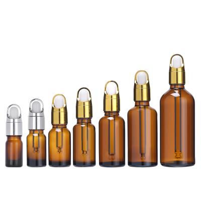 China Hot Sale Cosmetic Essential Oil 5ml-100ml Amber Glass Bottle With Dropper For Cosmetic for sale