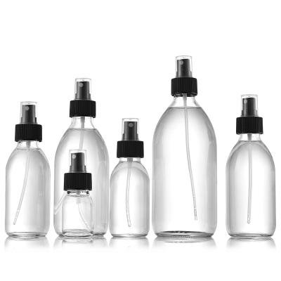 China Factory direct sale classic transparent round spray glass bottle for sale