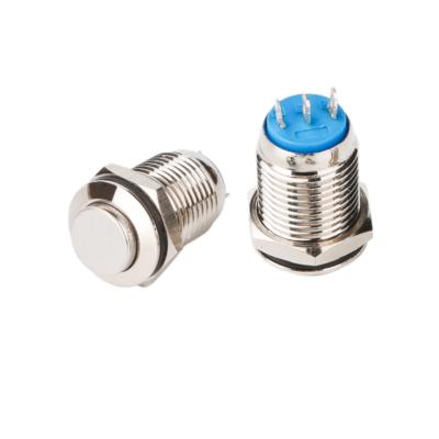 China Waterproof Nickel Plated Brass 10MM Metal Momentary Button 1no1nc 10mm Pin Terminal Mini On Off Switch Push for sale