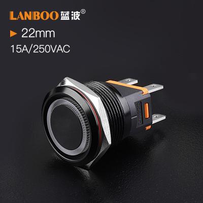 China LAMBOO Self-Latching/Momentary 22MM Convenient With 4 Pin Connection Metal Push Button Switch High Power Push Button for sale