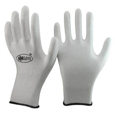 China Free Shipping PU Safety Work White Liner Gloves Anti-Slip For Builders Fishing Non-Slip Garden Work Gloves High Quality for sale