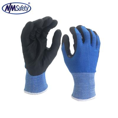 China NMsafety Anti Cut Resistant Cut Resistant Liner Black Latex Coated Foam High Tech Industrial Gloves for sale