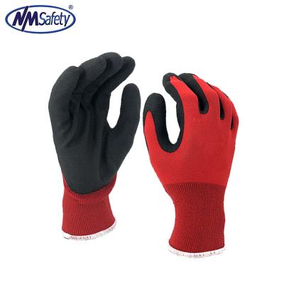 China Water Proof NMsafety 15 Gauge Liner Black PVC Foam Red Nylon Safety Glove for sale