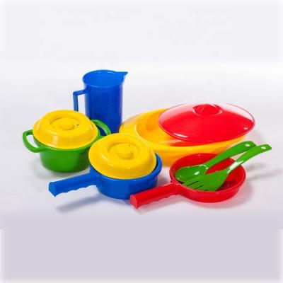 China Kitchen Toys Set 10 Pieces Hotsale Color Plastic Kitchen Cooking Set Toys For Children Amusement In Netbag for sale