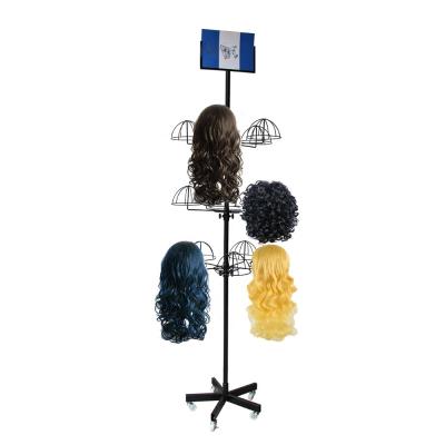 China Metal Front Lady's Wig Shop Display Wig Display Stand Rack Customized for sale