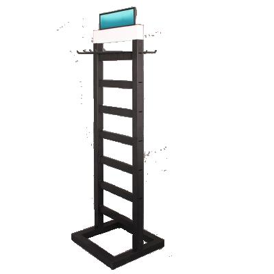 China Portable Retail Hanging Display Carpet Belt Shelf Display Rack With Logo for sale