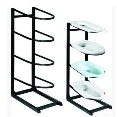 China Metal Rack System Black Promotion Toilet Seat Display Stand Rack For Showroom for sale