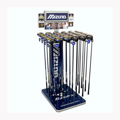 China Custom Metal Golf Club Display Rack MDF Golf Display Floor Retail Golf Club Display Rack for sale