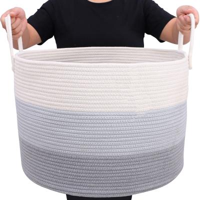 China Modern XXL Cotton Rope Blanket Hamper Rope Storage Baskets for Rope Laundry Basket and Nursery Organization Basket for sale