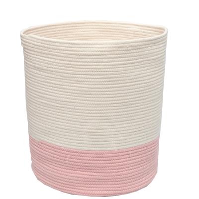 China Wholesale Sustainable Cotton Folding Rope Woven Sundries Storage Basket Baby Toy Basket With Handles Accept Custom Made for sale